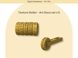 3D Printable Texture Rollers and Handle STL Pack | 5 Art Deco Patterns 3d model