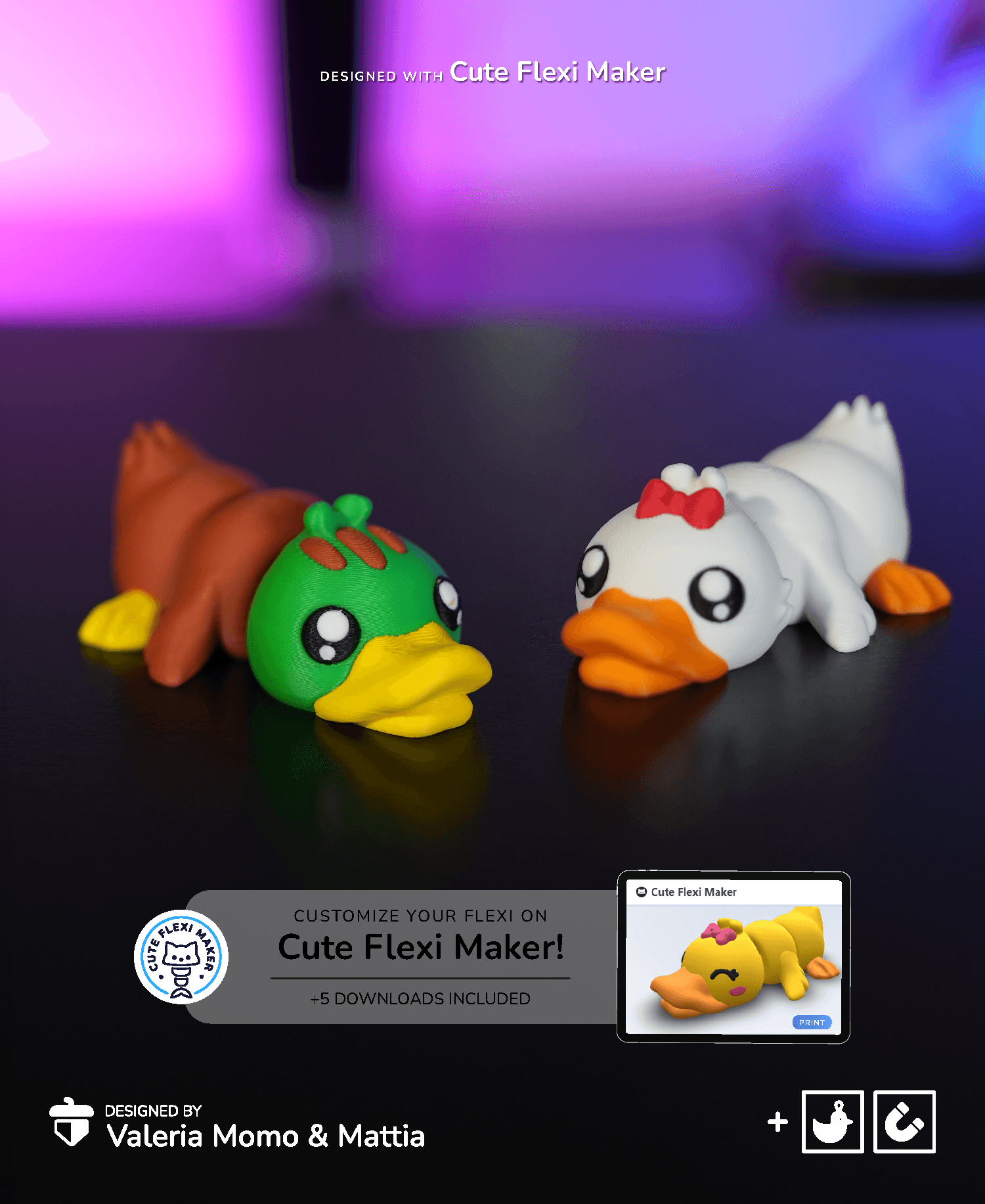 Cute Flexi Duck + Cute Flexi Maker Access 3d model