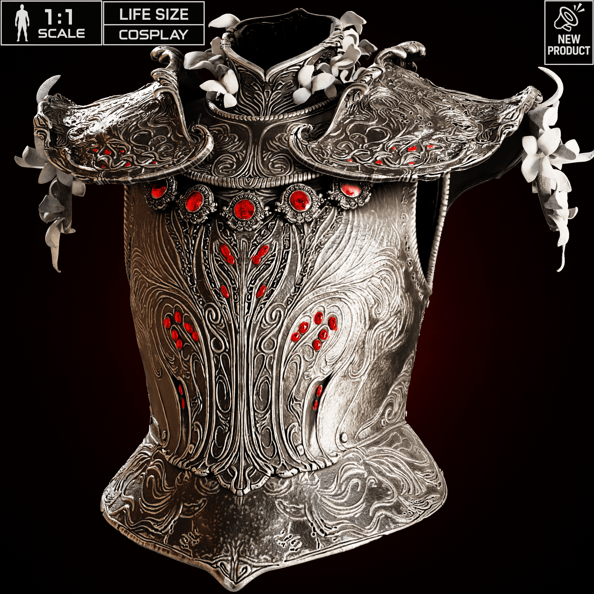 HOSLOW'S CUIRASS PAULDRONS GORGET TASSETS life size cosplay – Elden Ring Fan Art STL 3d model