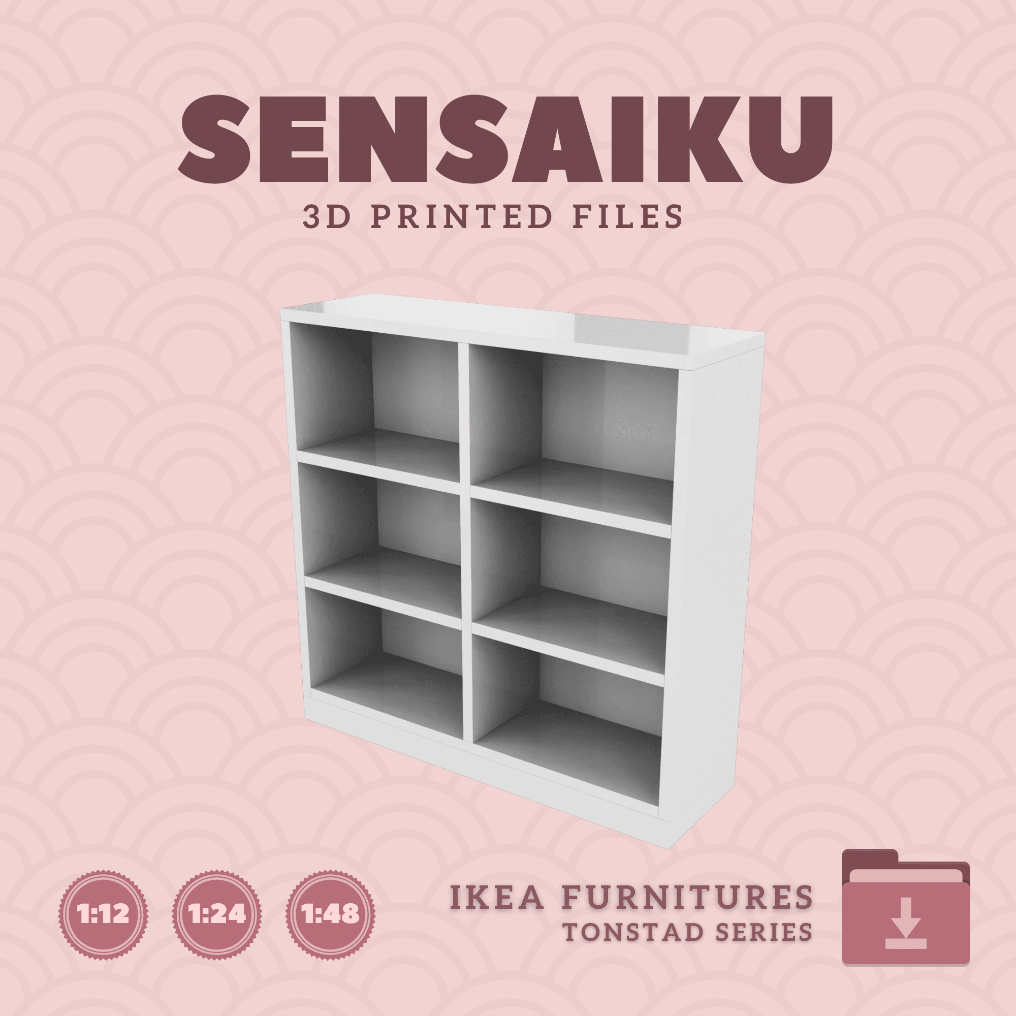 Miniature Replica TONSTAD Shelving Unit for Miniature Dollhouse - IKEA - 3D Print Instant Download 3d model