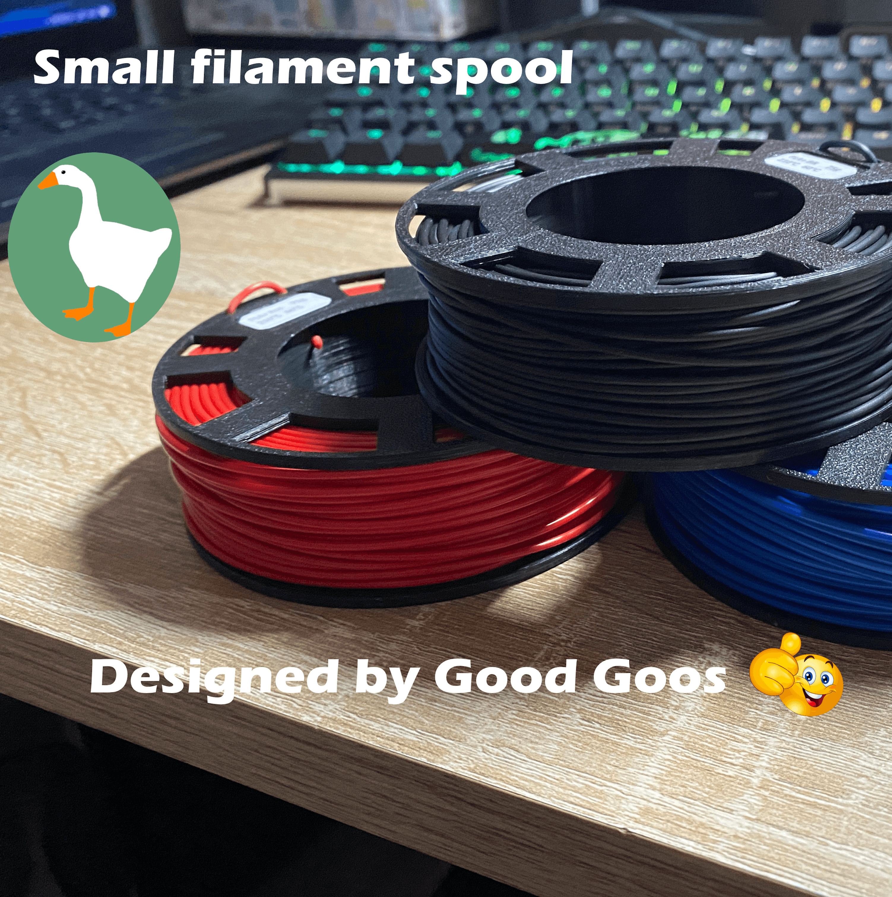 Miniature actual filament spool for leftover material 3d model