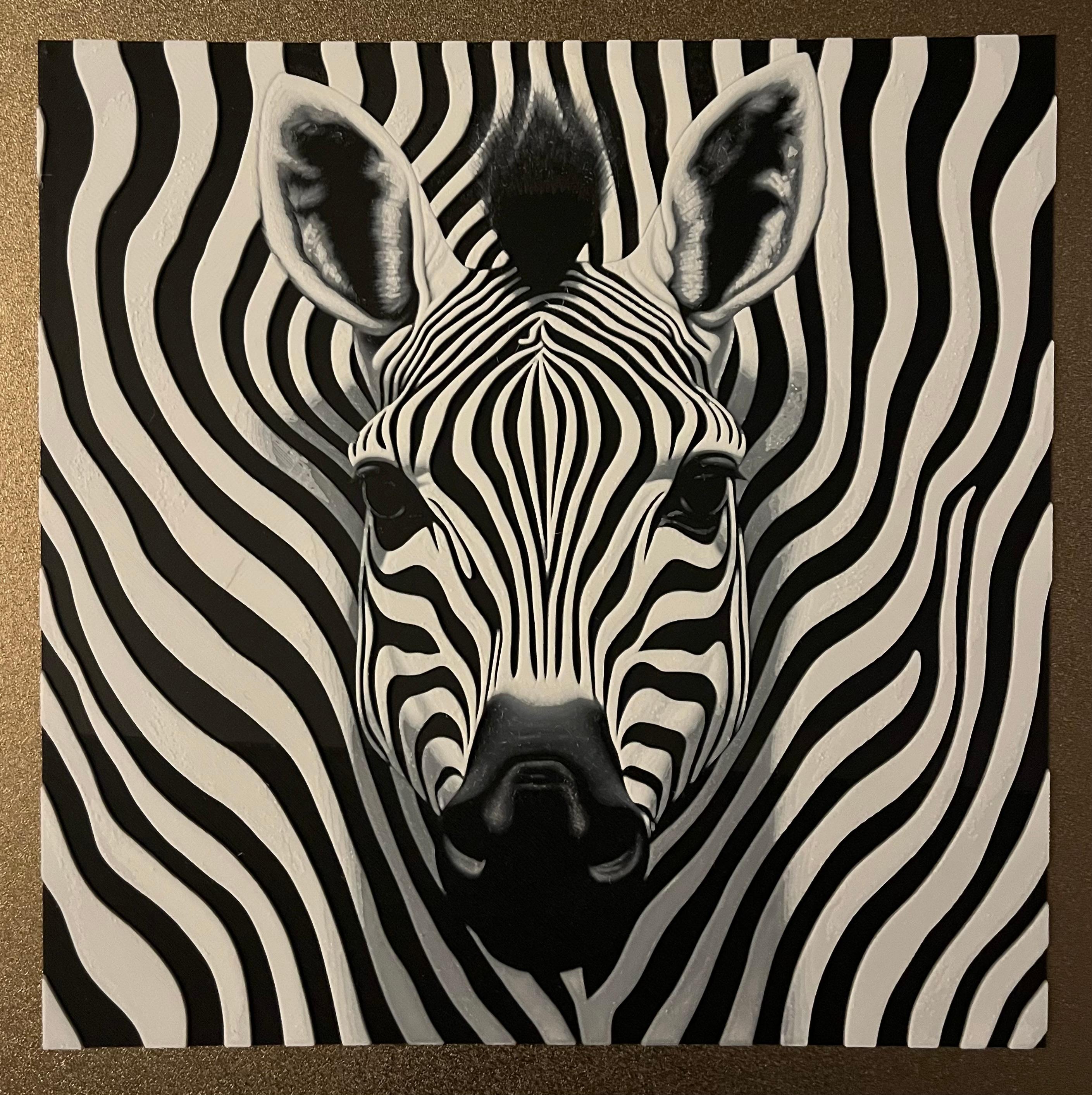 Op-Art Zebra Portrait (Filament Painting) 3d model