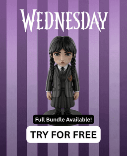 Wednesday Addams – Free STL Fan Art Figure | Full 9-Character Bundle on Profile 3d model