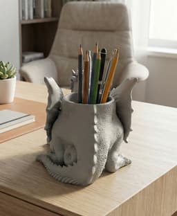 Seated Dragon Pen Holder 3d model