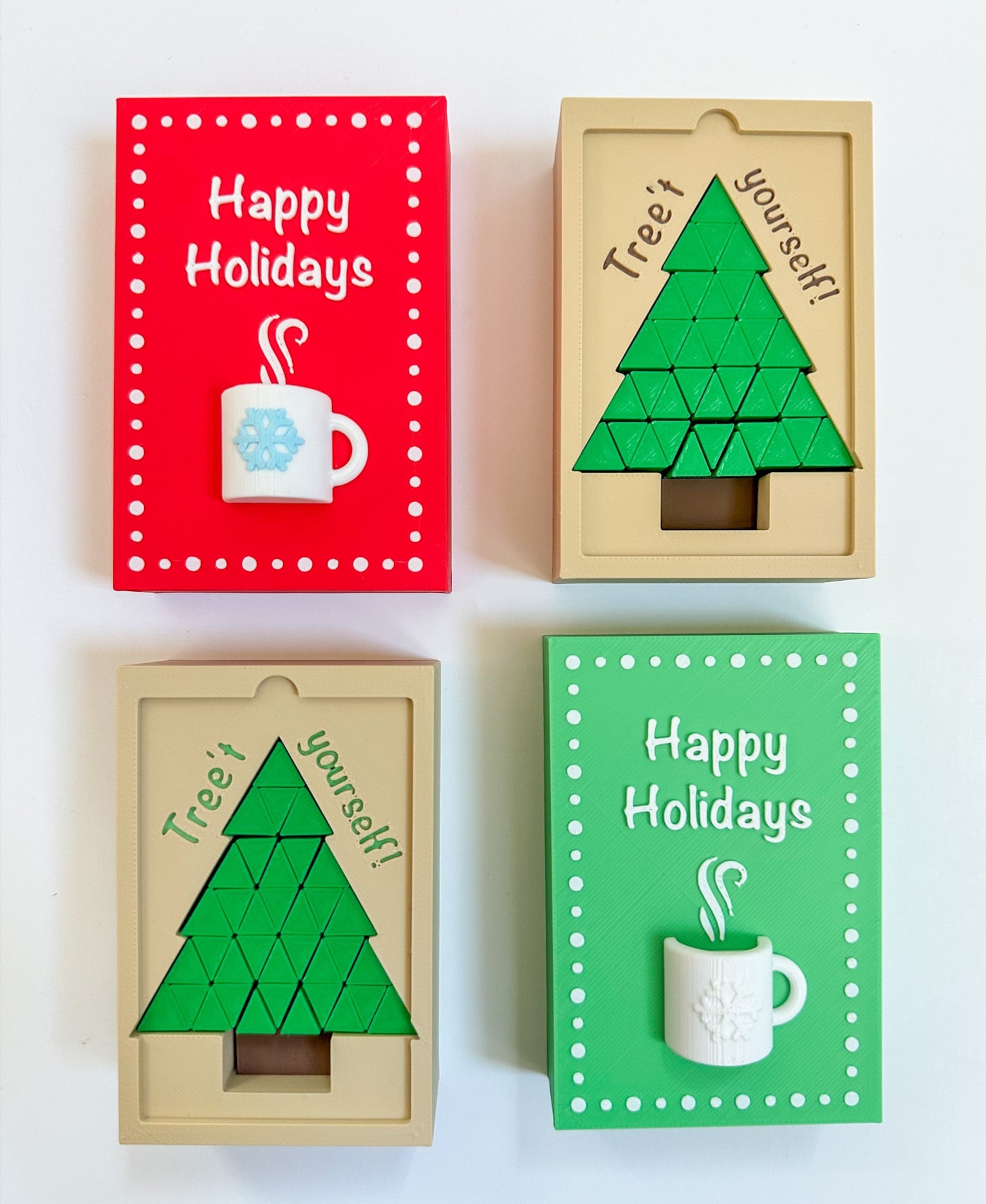 Tree't Yourself! Gift Card Box (Happy Holidays Edition) with Pixel Tree Fidget 3d model