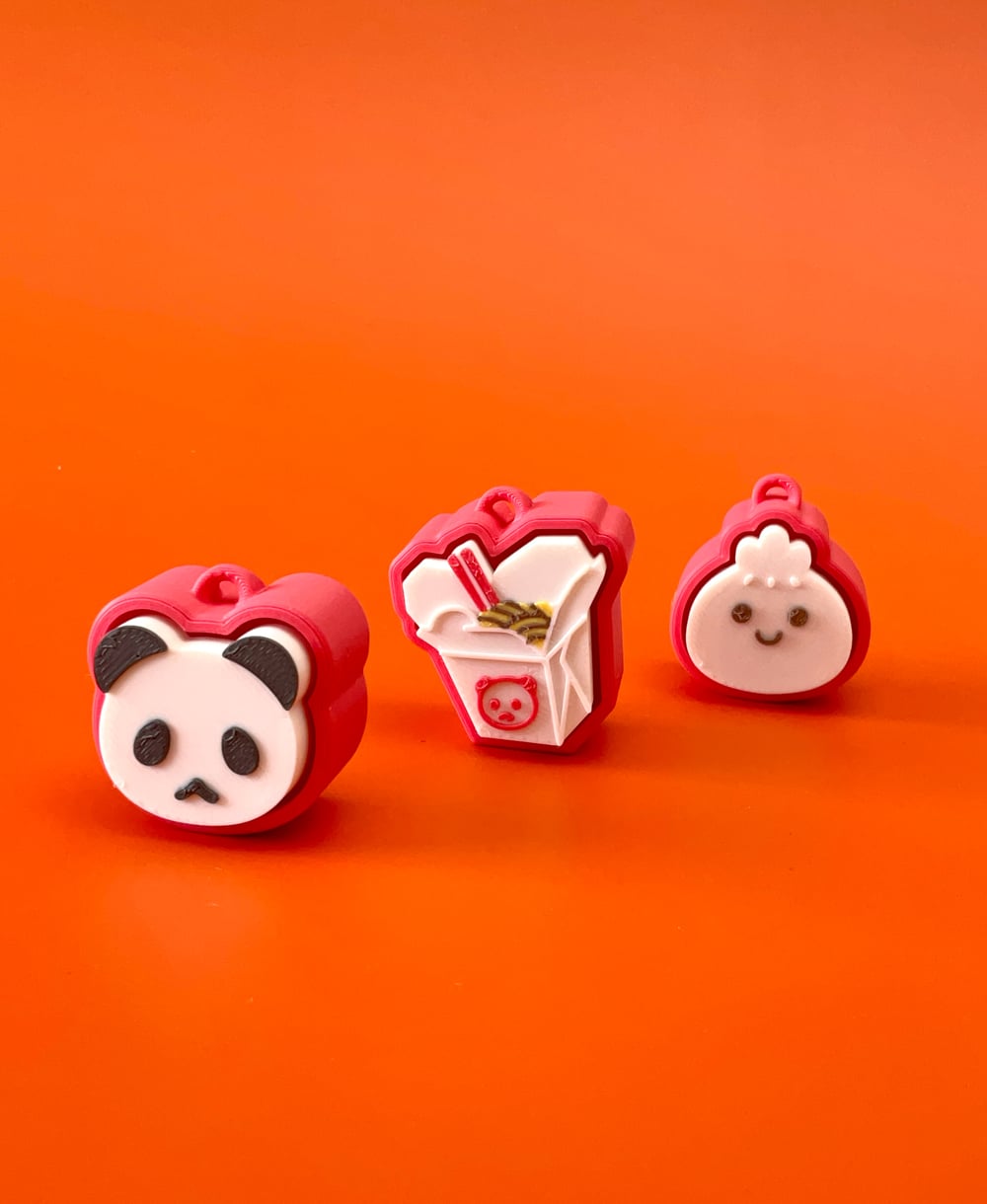 Panda Friends Clicker Keychain Fidget Toy Bundle 3d model