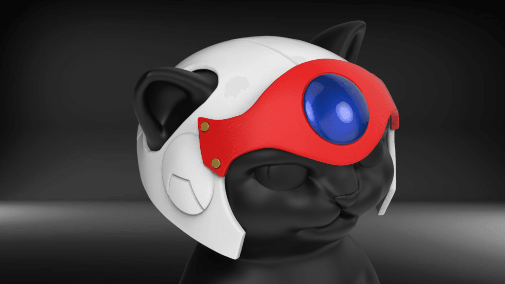 Cat Helmet Ninja White 3d model