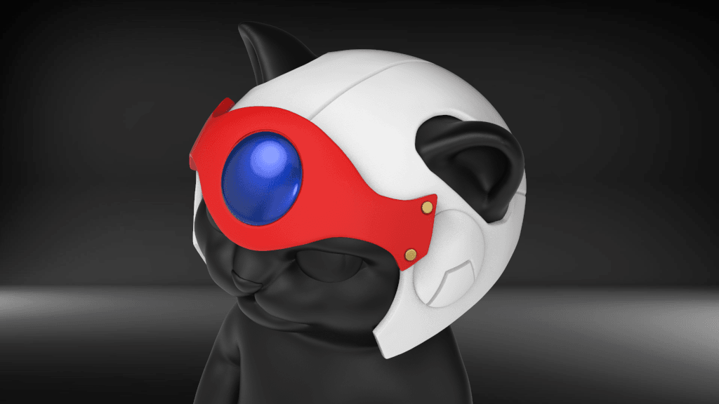 Cat Helmet Ninja White 3d model