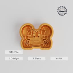 Crab Shape Cutter & Stamp Set, Perfect for Cookies & Fondant, Includes 6 Pieces in 3 Sizes, Animal Collection PRODUCT_5549 3d model