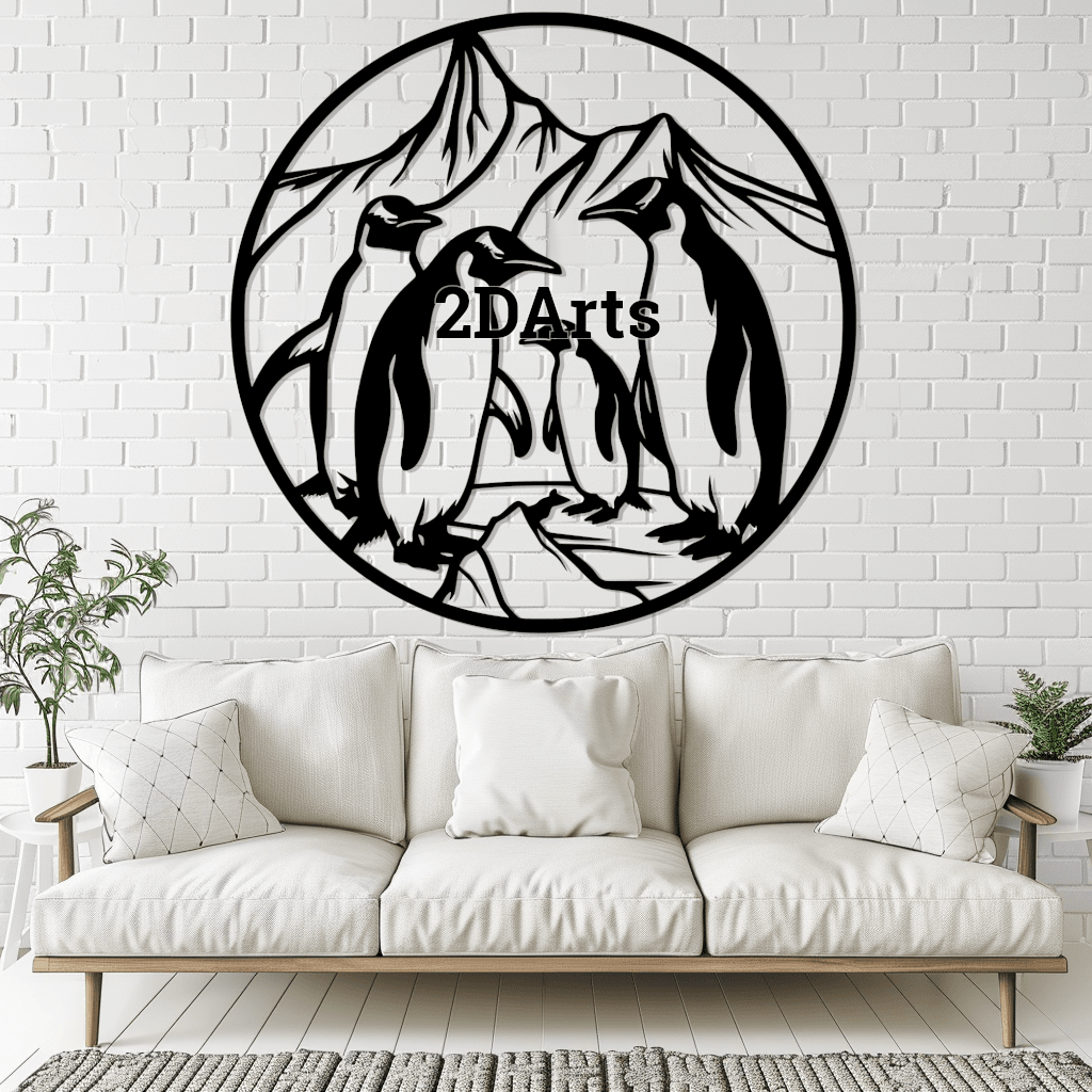 Penguins with Iceberg 2D Wall Art/Window Art 3d model