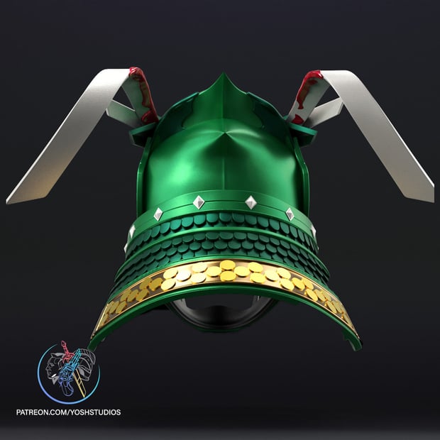 Sengoku Green Helmet 3D Printer STL File 3d model
