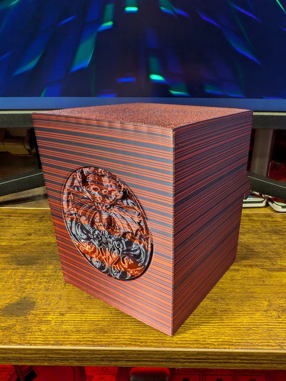 Decided to try something different than the wood look for this one and love how it turned out. The magnet slots are placed perfectly for keeping it sealed. Really cool box for keeping your treasures in!