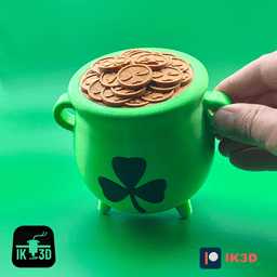 St Patrick's Day Leprechaun's Cauldron Money Box / Multi Parts 3d model