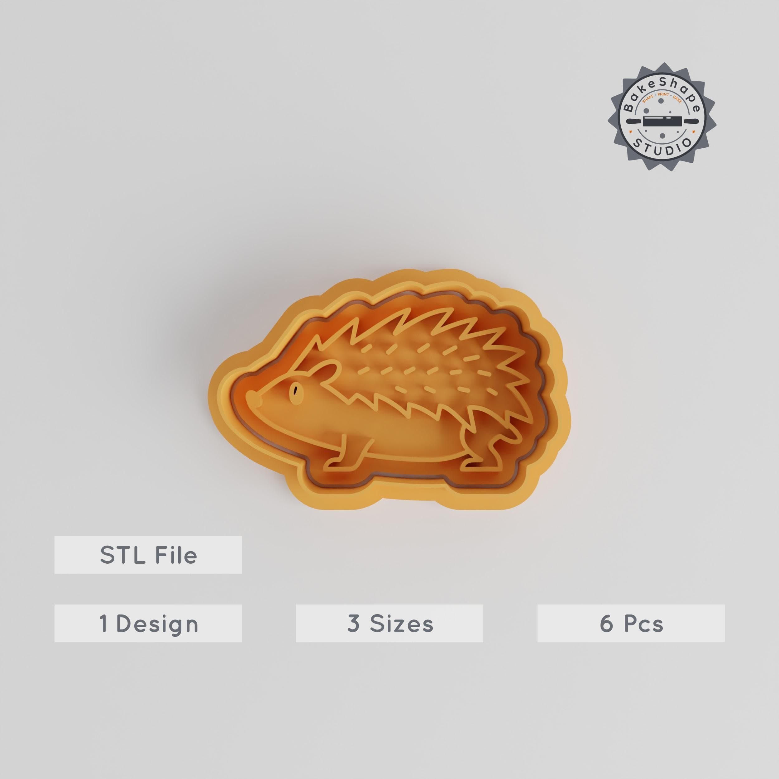 Hedgehog Shape Cutter & Stamp Set, Animal Cute Theme, Ideal for Cookies & Fondant, Includes 3 Sizes, S/M/L PRODUCT_5560 3d model