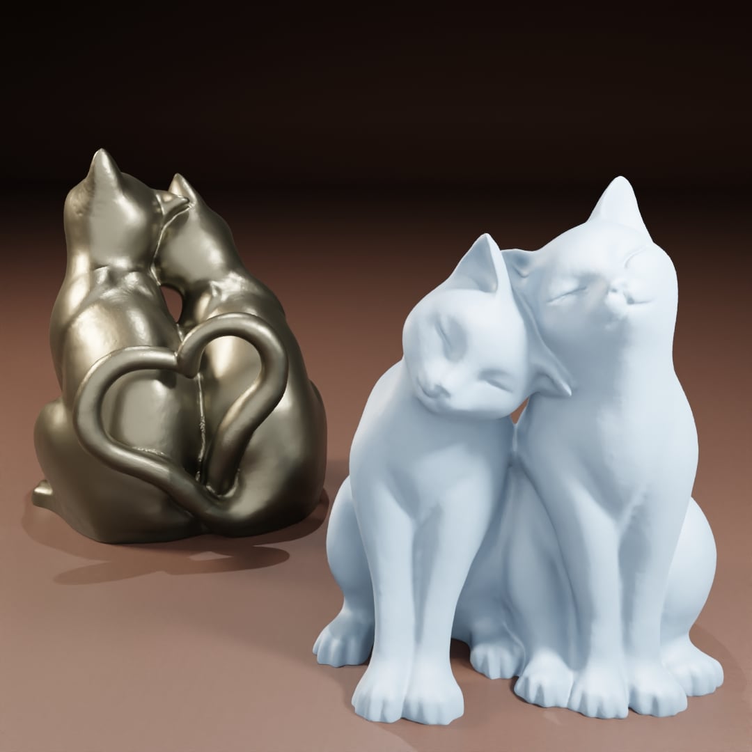 Smooth and Low Poly Cats with "heart tails" 3d model