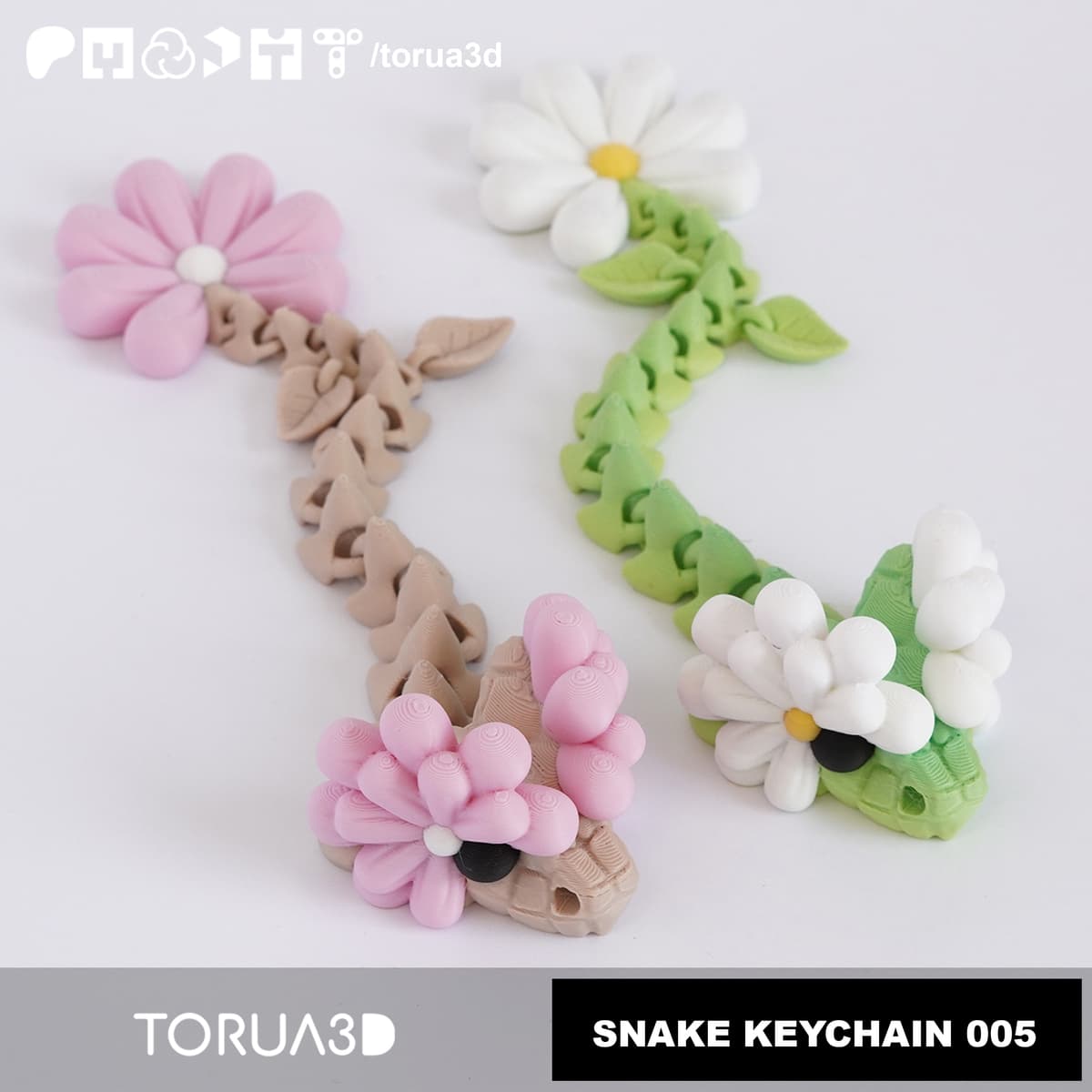 3d Print Rattlesnake Rattle Keychain Articulated Snake keychain 005 - Print in place - No supports - 3mf ...