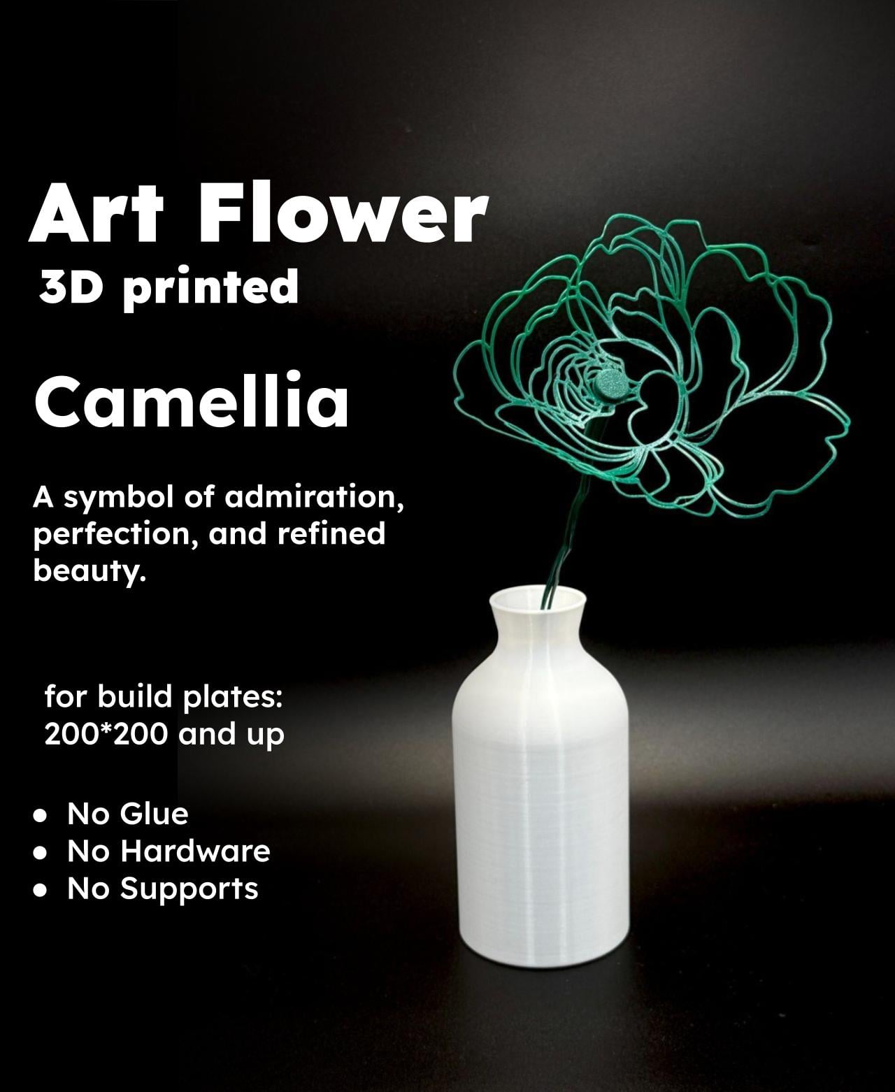 Camellia – 3D Printed Art Flower 3d model