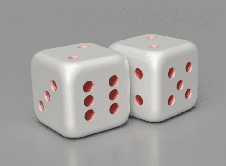 Two colour traditional dice 3d model