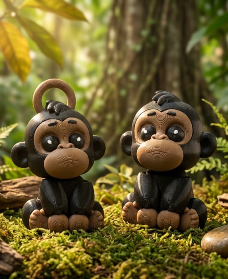Flexi Baby Gorilla and Key Chain 3d model