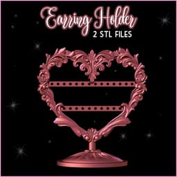 Baroque Heart Earring Holder Jewelry Organizer - No supports 3d model