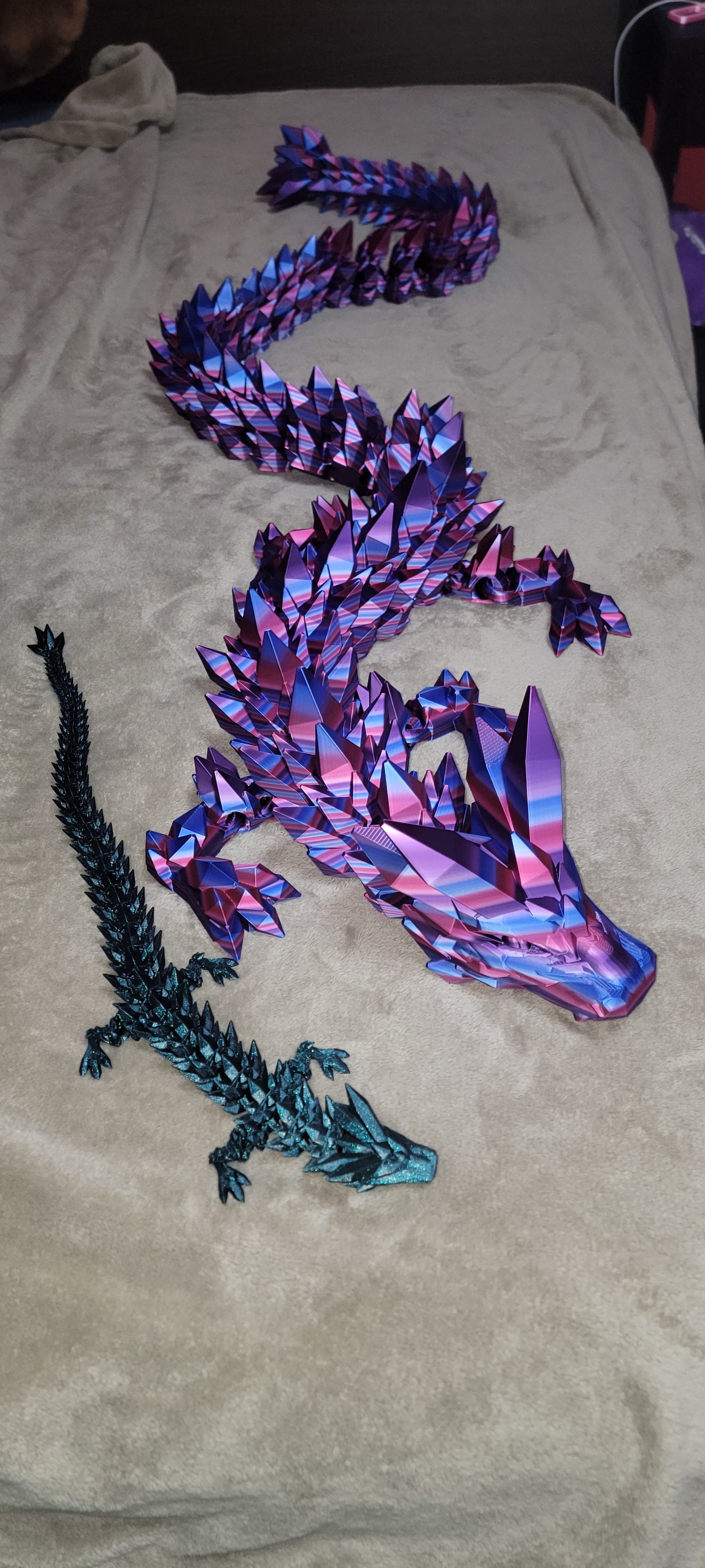 My 10yo daughter is in love with your dragons and surprised her with the 300% mega. She flipped out over it. Its aslong as her queen size bed. Totally impractical but amazing and just had to print it.