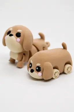 Playable Dachshund Car Toy – Magnetic Paper Clip Holder & Mini Traffic Sign Set (Multicolor) 3d model