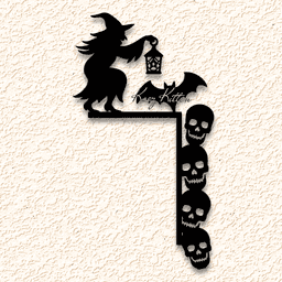 halloween witch skulls door topper bat wall art home decor 3d model