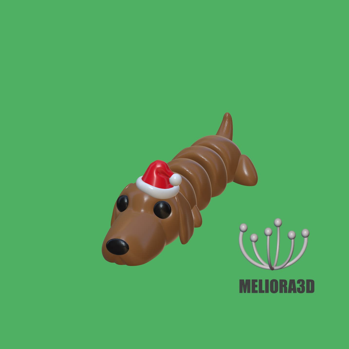 M3D - Weiner Dog in a Santa Hat 3d model
