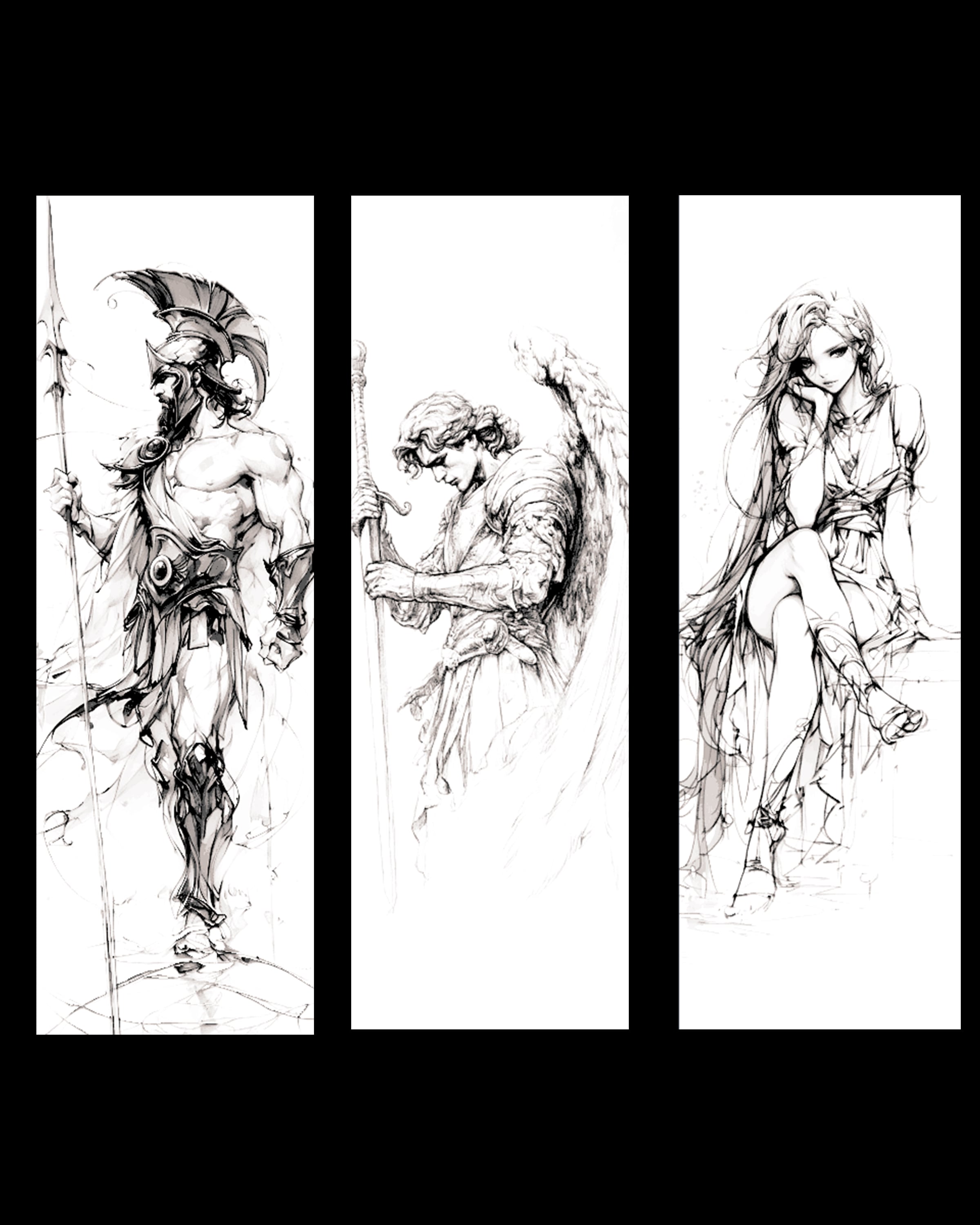 Sketches of Roman gods - Set of bookmarks 3d model