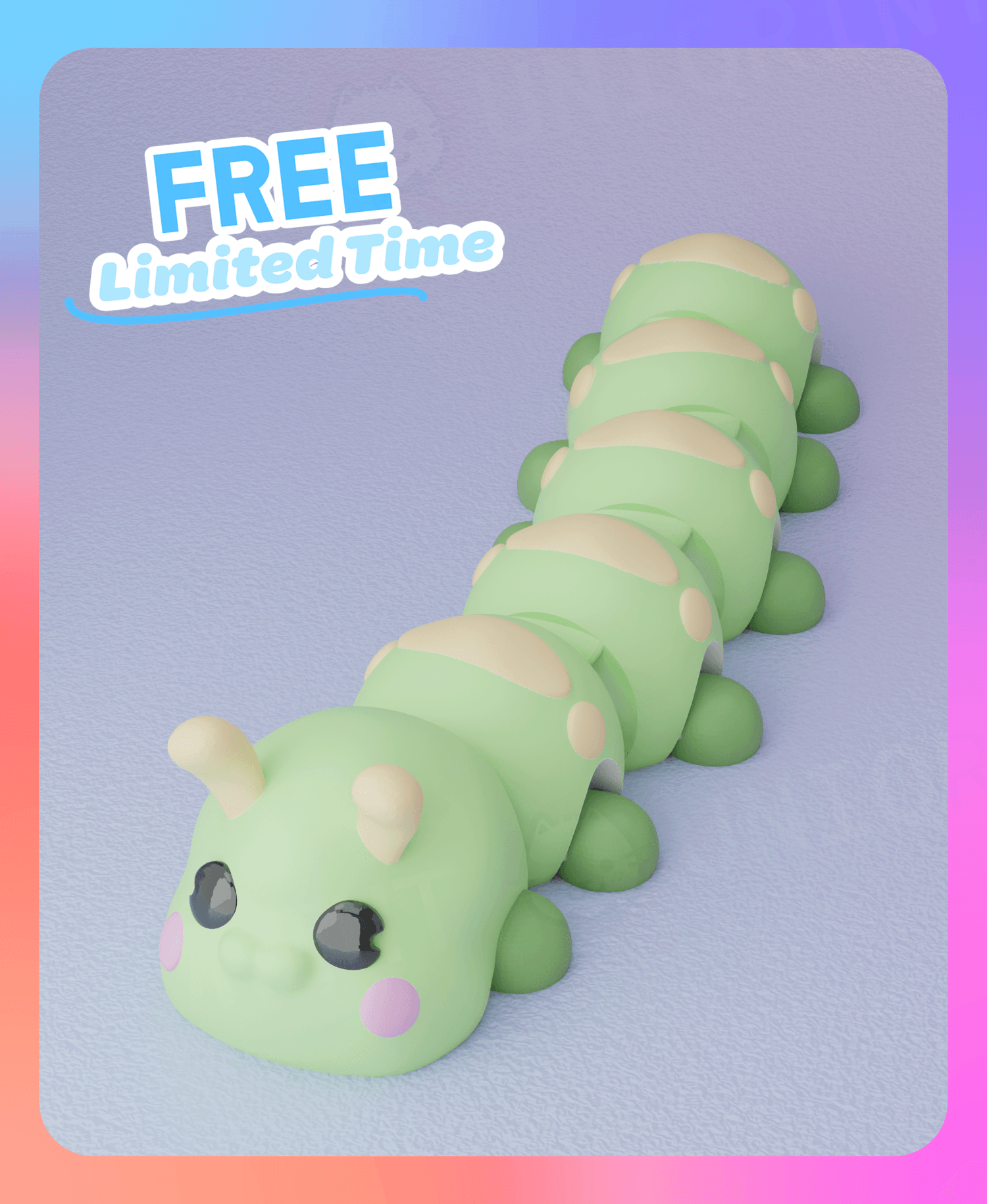 Flexi Caterpillar Keychain (Single Color) 3d model