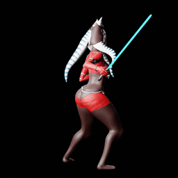 Red-Skinned Warrior with Glowing Blade v2 3d model
