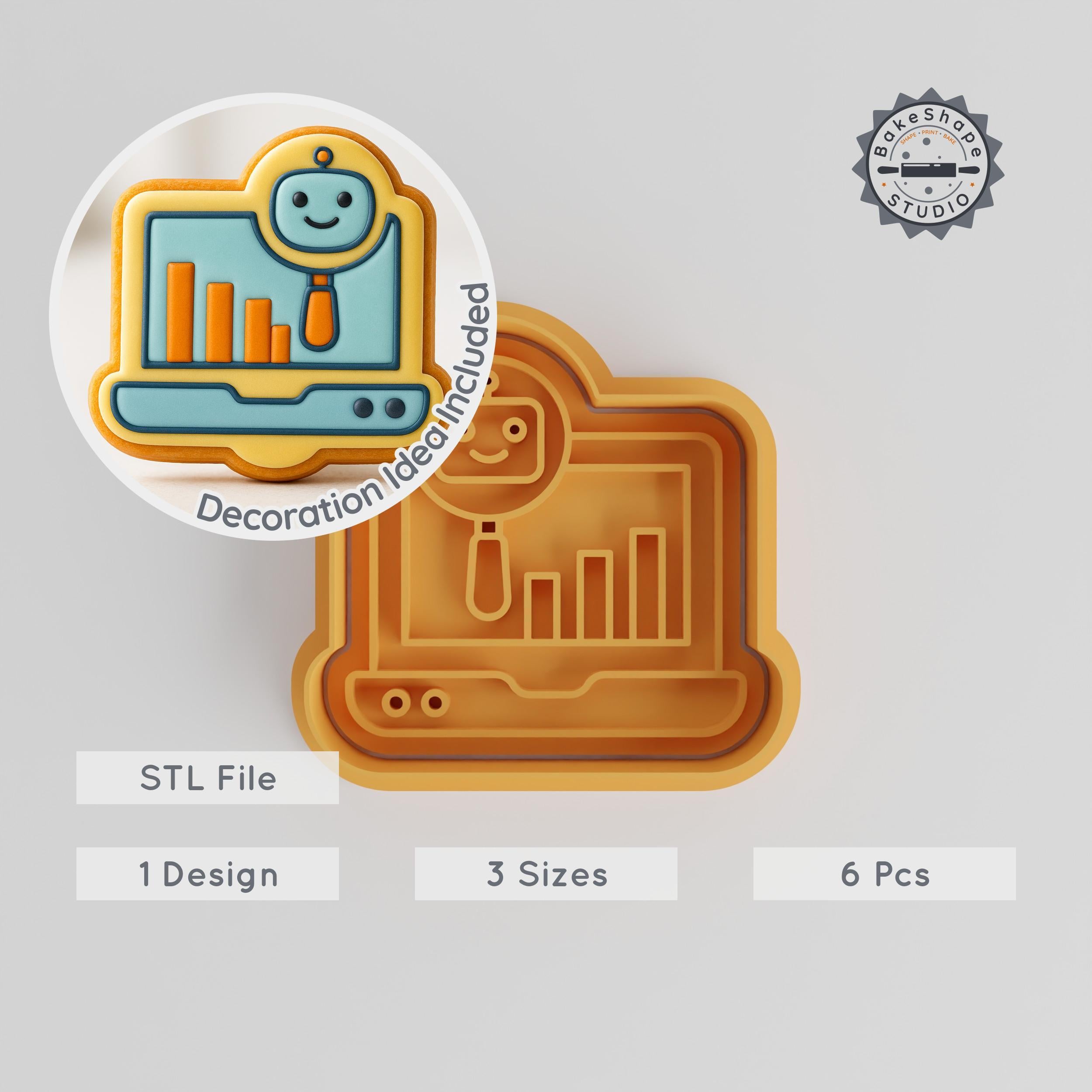 Data Analysis Cutter & Stamp Set, Perfect for Cookies & Fondant, Includes 6 Pieces in S/M/L Sizes, Ideal for Chart & Trend Visualization PRODUCT_2881 3d model