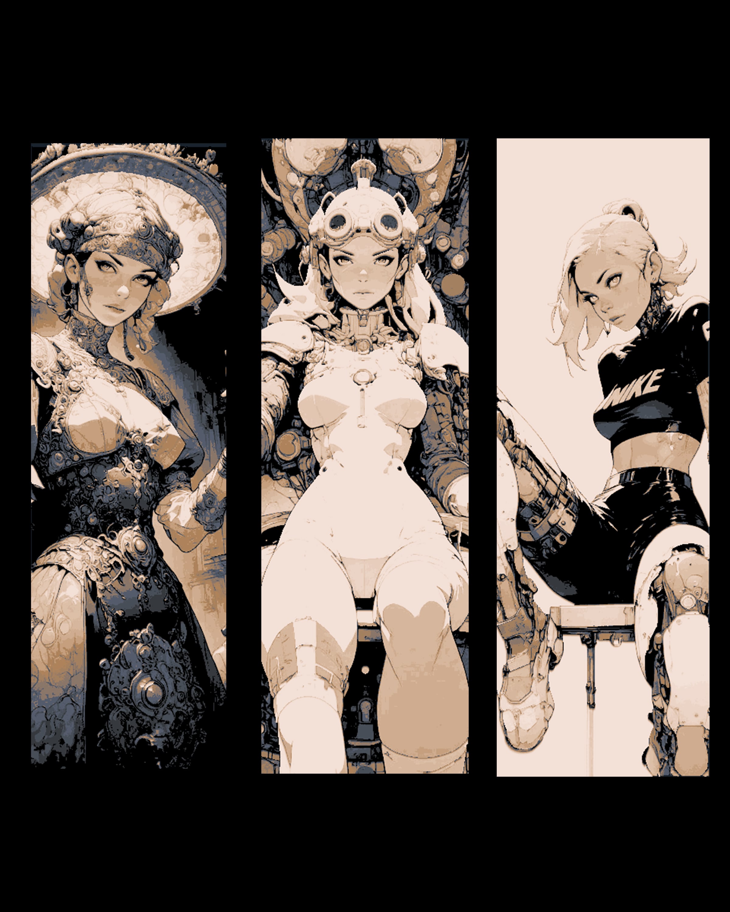 Blending reality and science fantasy - Anime Cyber Girls Set of bookmarks 3d model