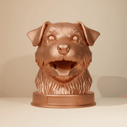 Norfolk Terrier Dog Bust with Nameplate - 3D Printable Dog Lover Gift 3d model