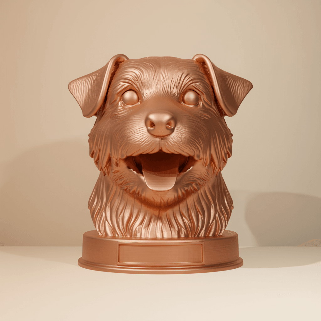 Norfolk Terrier Dog Bust with Nameplate - 3D Printable Dog Lover Gift 3d model