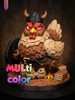Viking Chicken 3MF | Funny Figure Multi-Color | FDM 3d model
