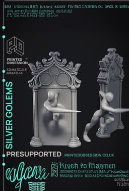 Silver Golems - 3 Monsters & Enviromental models - PRESUPPORTED - Illustrated and Stats - 32mm scale 3d model