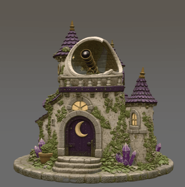 Enchanted Moon Observatory STL File for 3D Print 3d model