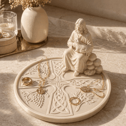Jesus Shepherd Jewelry Tray STL – Christian Cross Rosary Organizer, Ring Dish & Religious Decor 3d model