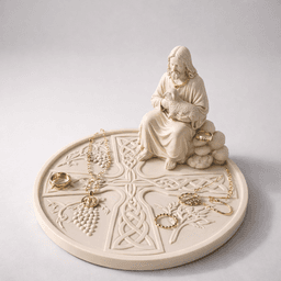 Jesus Shepherd Jewelry Tray STL – Christian Cross Rosary Organizer, Ring Dish & Religious Decor 3d model