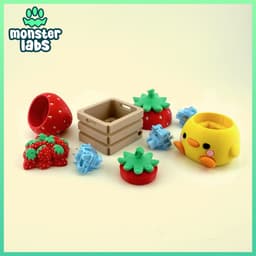 FRUIT SERIES: Strawberry Fidget Clicker Keychain Bundle 3d model