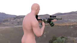 futuristic plasma rifle with human character 3d model