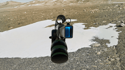 futuristic plasma rifle with human character 3d model