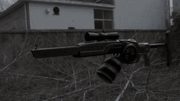 futuristic plasma rifle with human character 3d model