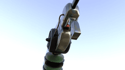 futuristic plasma rifle with human character 3d model