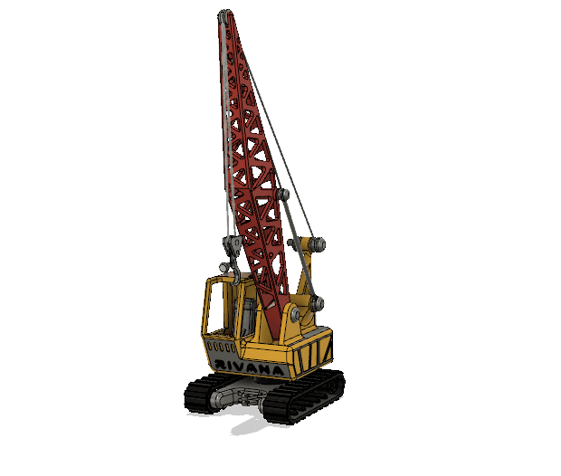 Yellow Crawler Crane with Movements 3d model