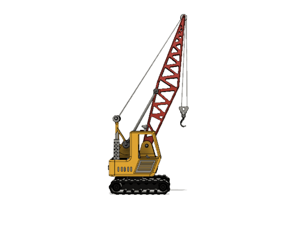 Yellow Crawler Crane with Movements 3d model