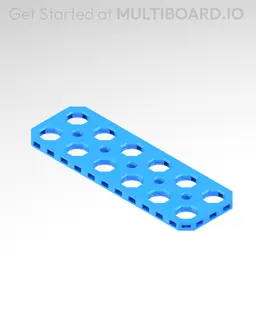 2x6 MU - Mid Hole, Small Thread MU - MultiBoard Plate 3d model