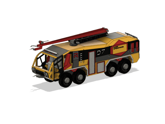 Yellow Airport Fire Truck Engine 8X8 with Movements 3d model