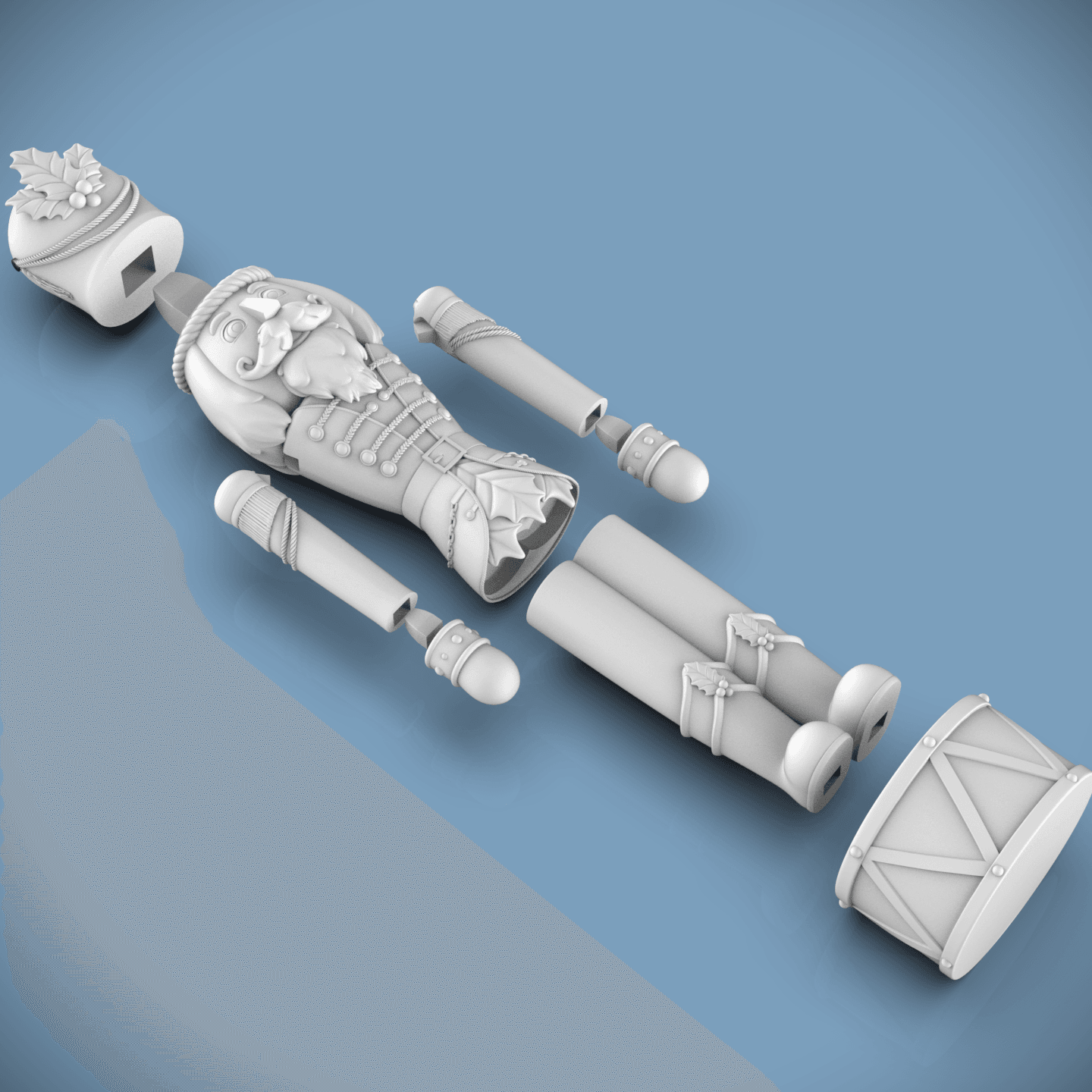 Holly Berry Nutcracker -Split *SUPPORT FREE* 3d model